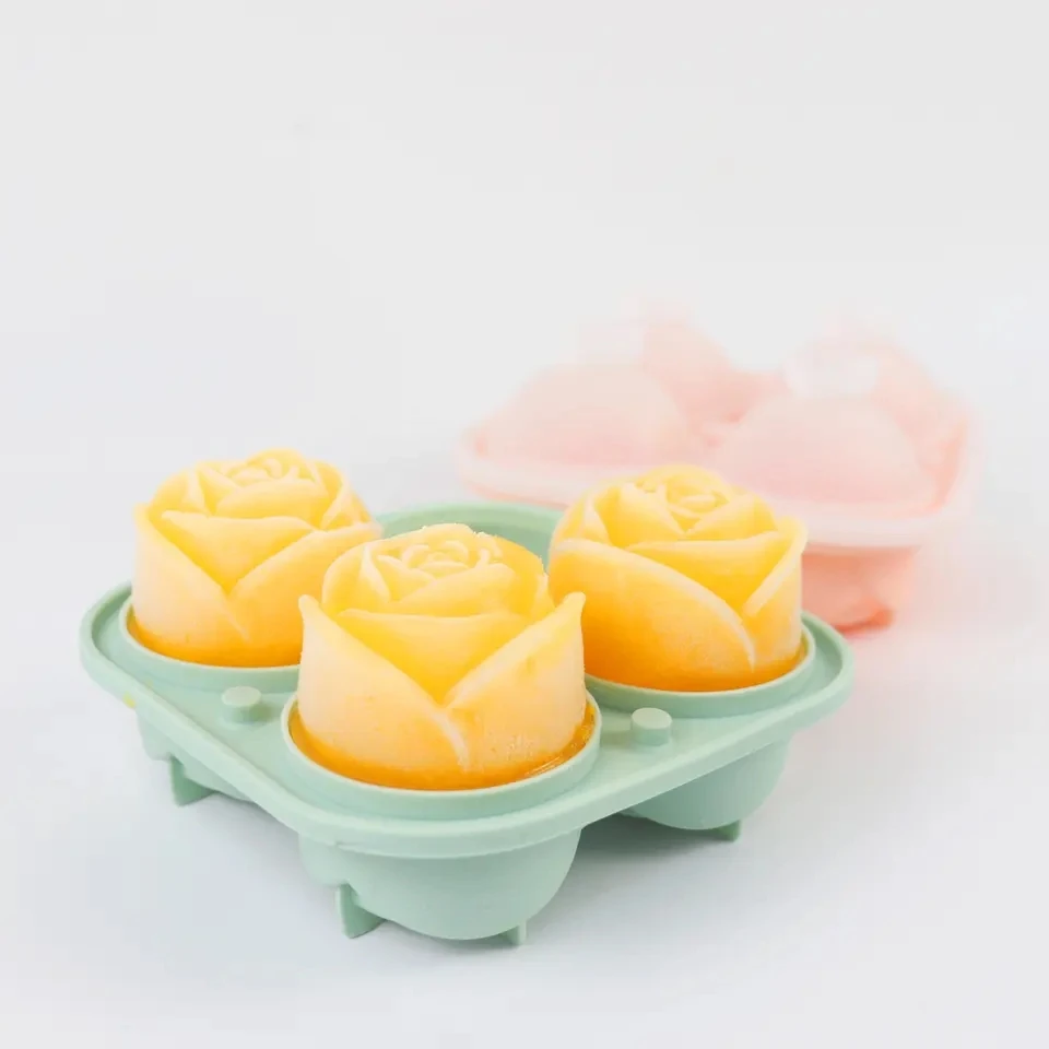 New Arrivals Food Grade Cake Candle 3d Silicone Mold 1pc Rose Shaped Silicone Ice Cube Tray Mold
