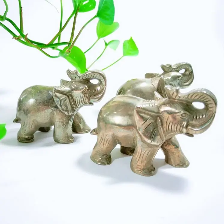 2023 Gemstone Crafts Elephant Pyrite Hand Carved Crystal