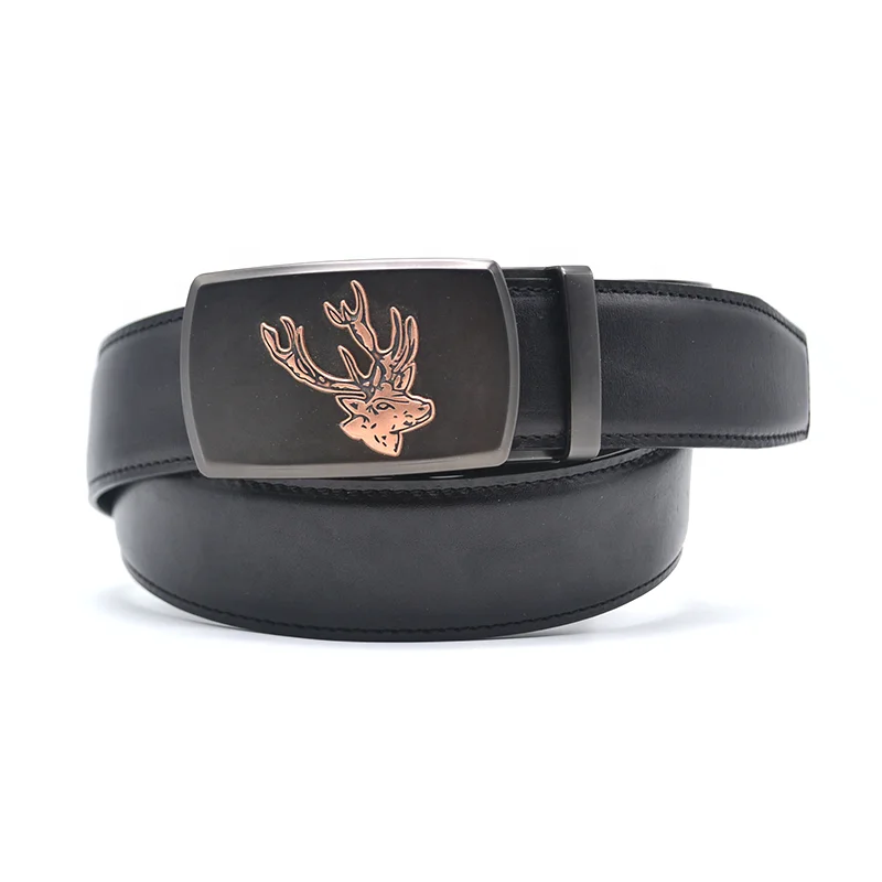 Guangzhou Carosung Custom Buckles Mens Deer Animal Logo Automatic Belt Buckle in Black for 35mm Leather Belts