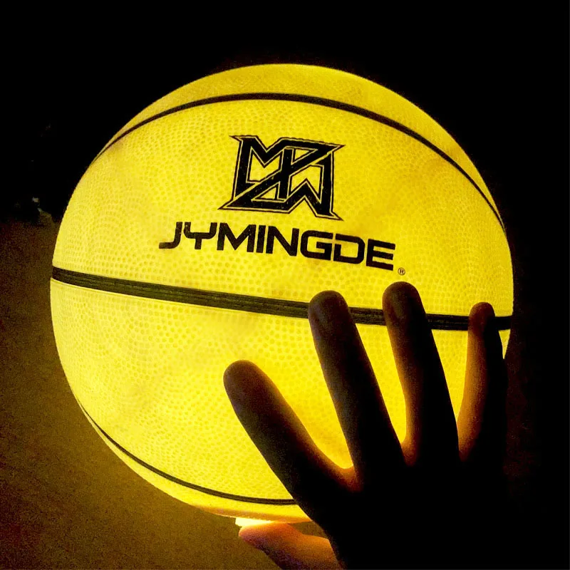 JYMIGNDE yellow glow in the dark led light up luminous basketball size 5 6 7