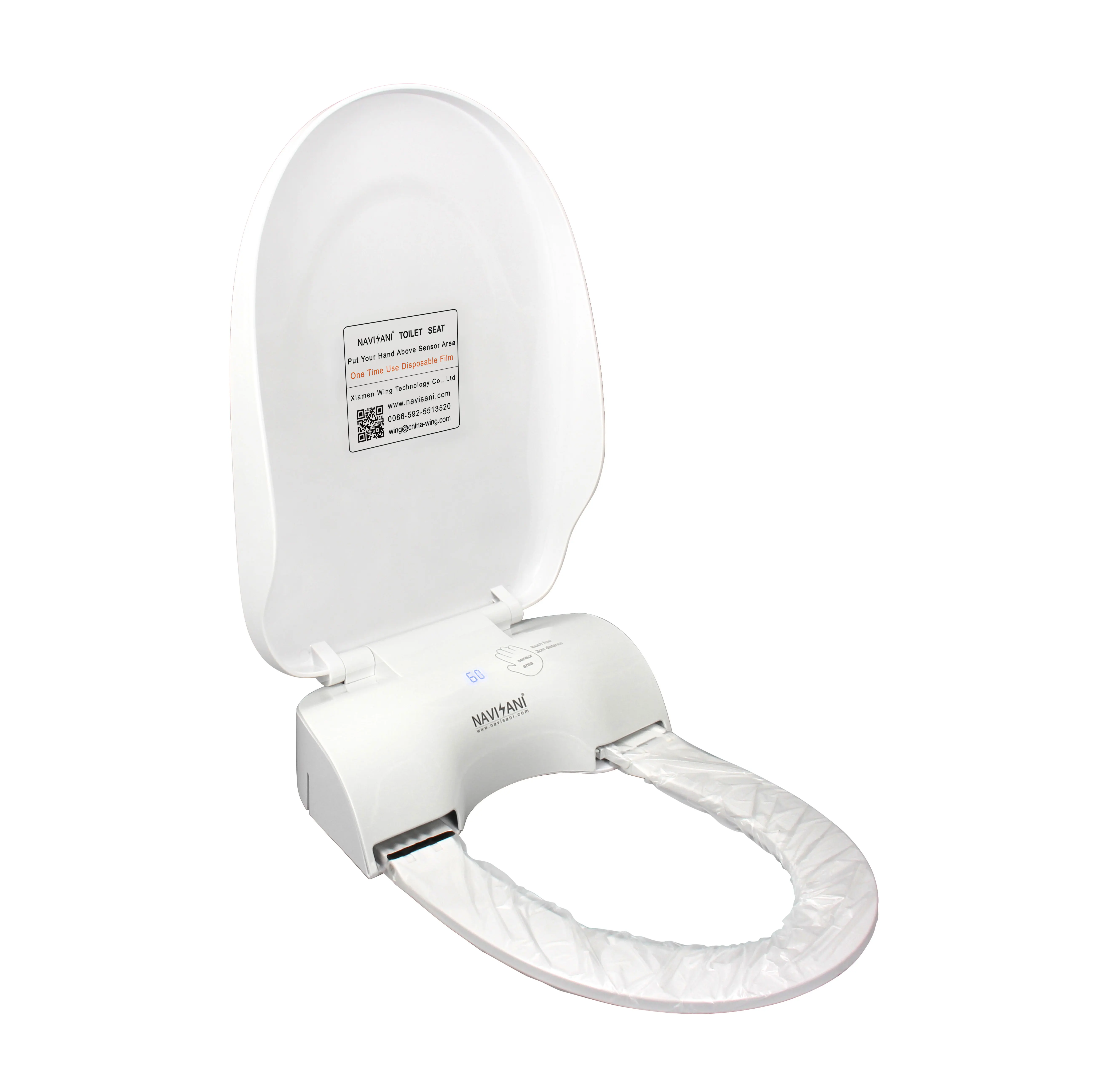 Modern Design Wireless Sensor Activated Automatic V-Shaped Elongated Plastic Toilet Seat Cover for Bathroom