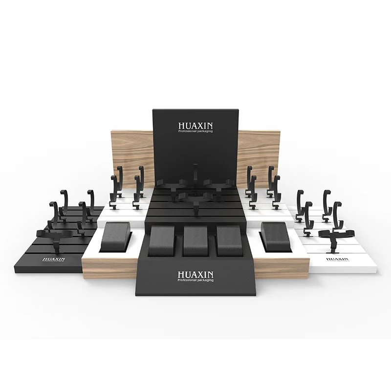 Wholesale Lockable Counter Luxury Waterproof Bracelet Bar Jewelry Stone Holder Wooden Wrist Watch Display Stand For Retail Store
