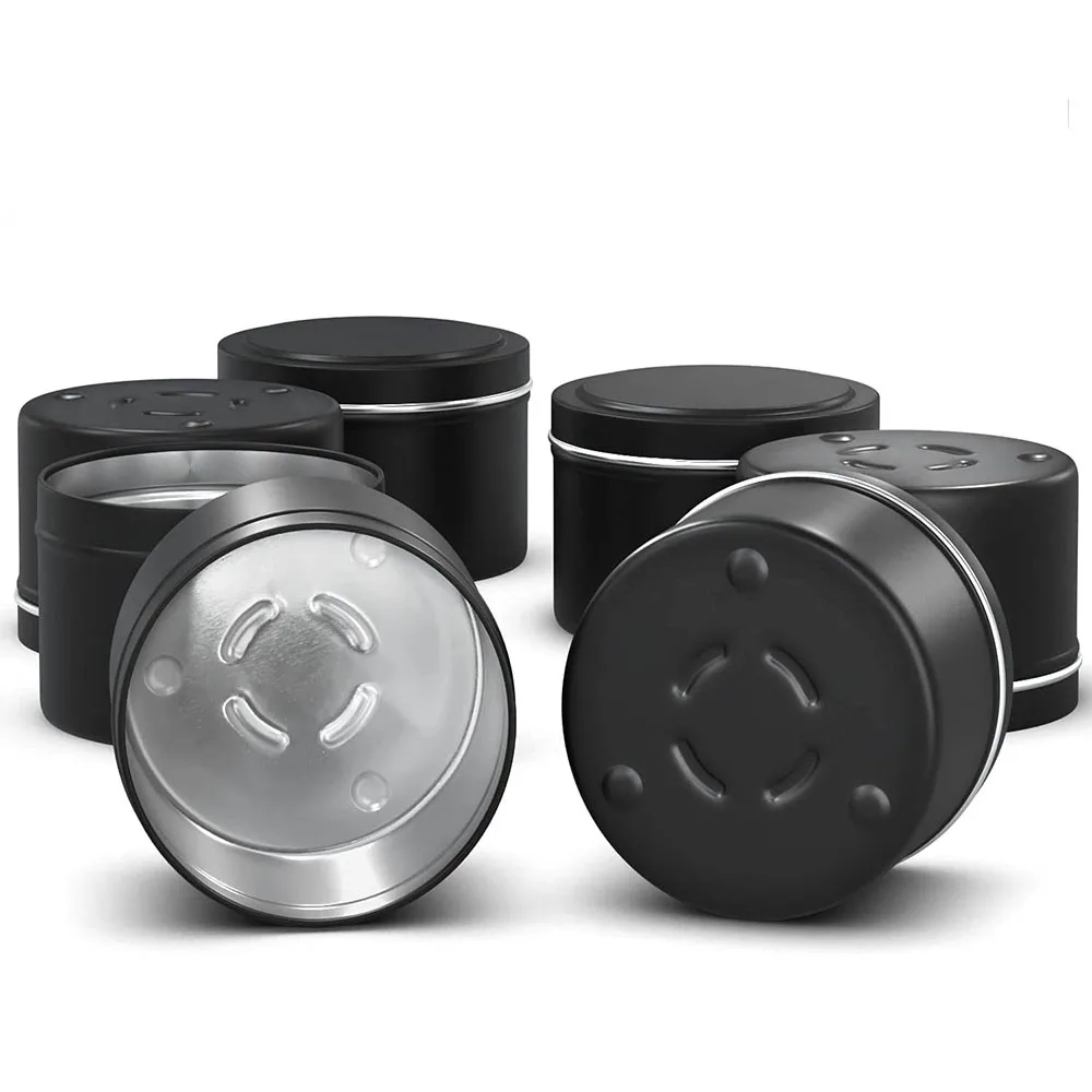 Wholesale 8oz Seamless Black Candle Tin with safety holders