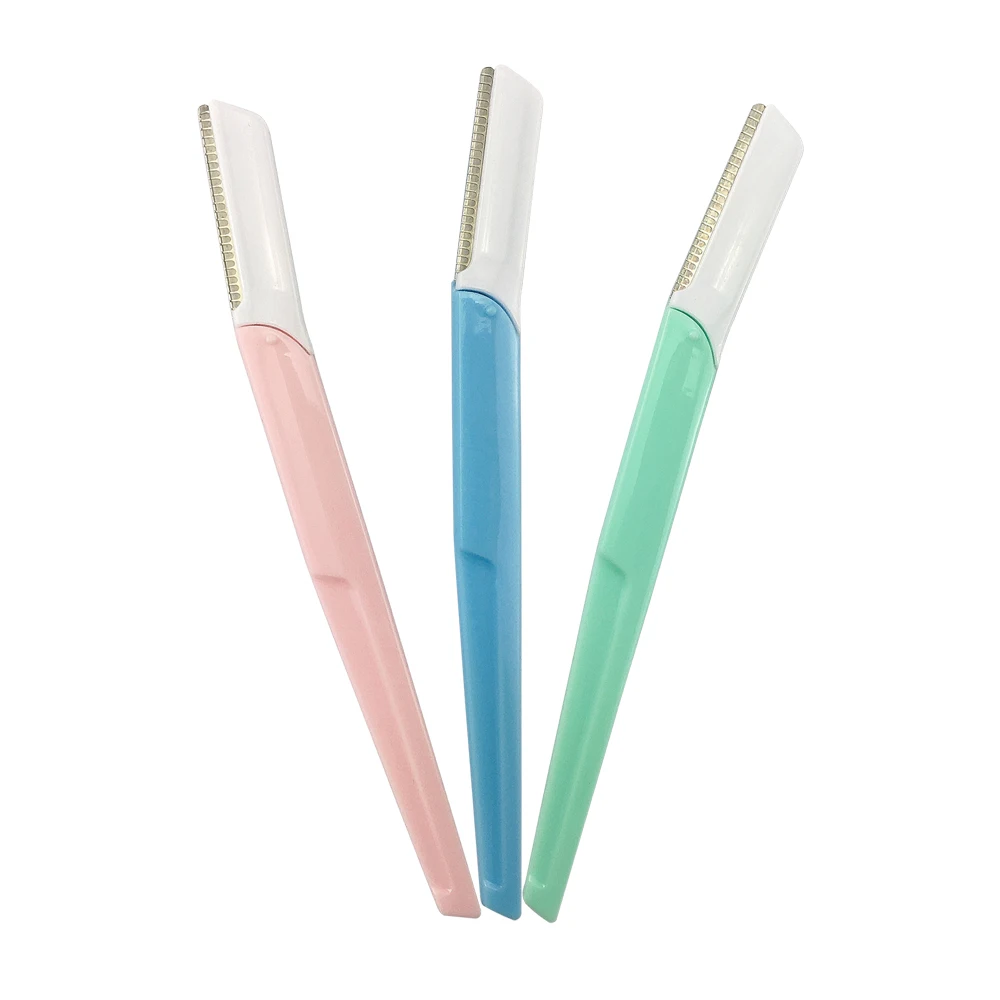 Новейший дизайн, легко переносимый, безопасный триммер для волос на лице, пластиковая ручка, бритва для бровей с крышкой, инструменты для обрезки бровей