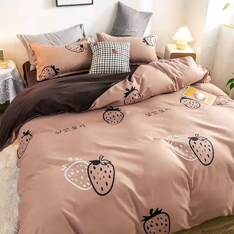 Queen Size Flat Sheet Classic Grid Double Bed Linens Quilt Duvet Cover Pillowcase Fashion Bedding Set
