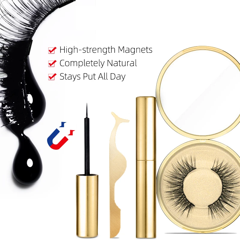 Private label custom magnetic eyelash set with magnet eyeliner