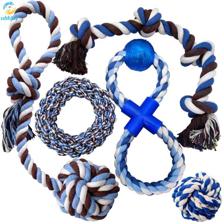 Wholesale Hot Sale 5Pack handmade Cotton Knot Rope Dog Toy Ball Set For Pet Dog Chew Clean Teeth