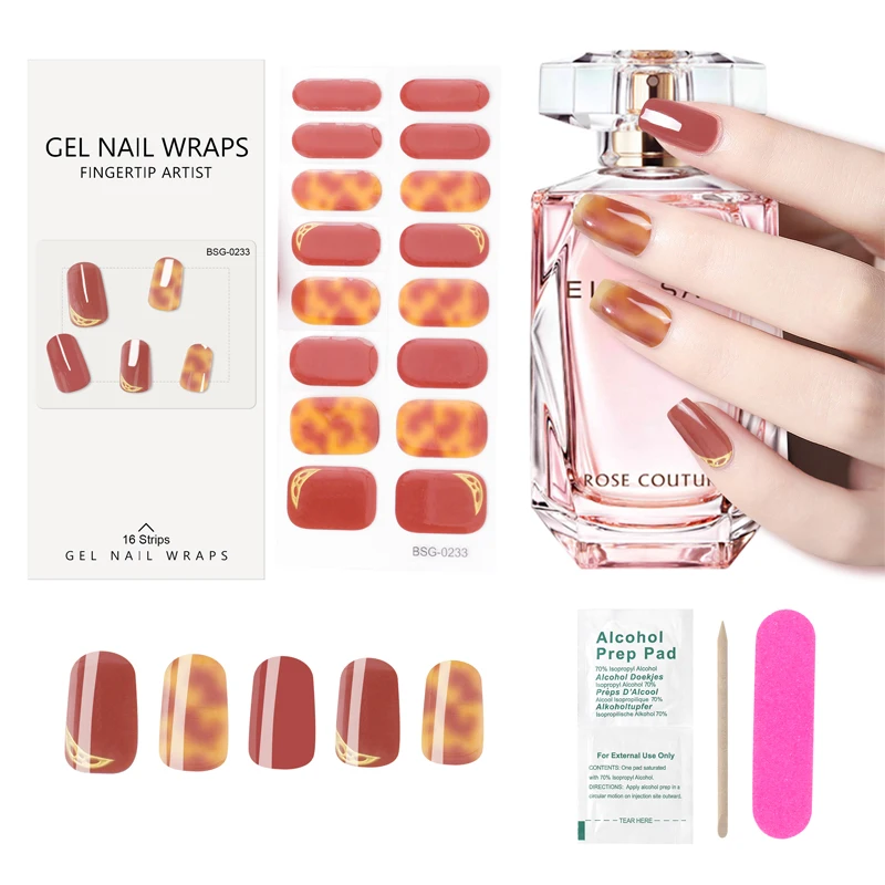 nail supplier Korean New designs long lasting semi cured gel nail sticker wraps