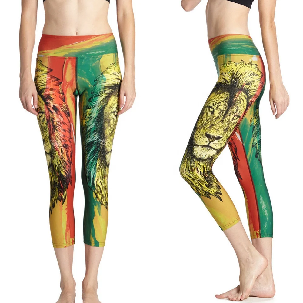 2021 Summer Yoga Pants Rasta Lion Print Fitness Leggings and Jamaican Scrunch Butt Leggings for Women