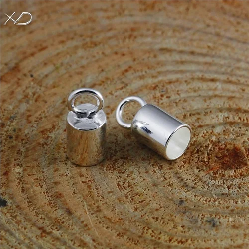 XD P918 925 Sterling Silver Leather Cord End Claps Clasp Rope connection buckle Rope clasp buckle 925 sterling silver tube