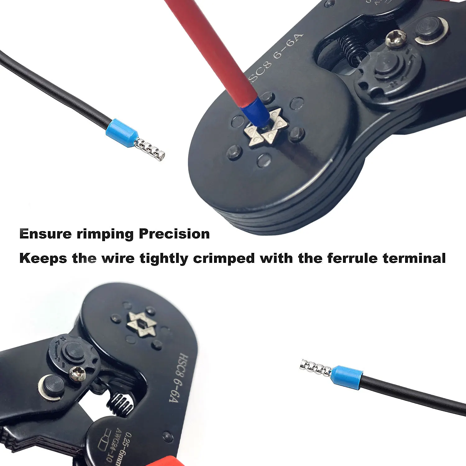 HSC8 6-6 0.25-6mm2 wire tool kit 23-10AWG crimper 1200PCS Ferrule Terminal Set Crimping tool kit set