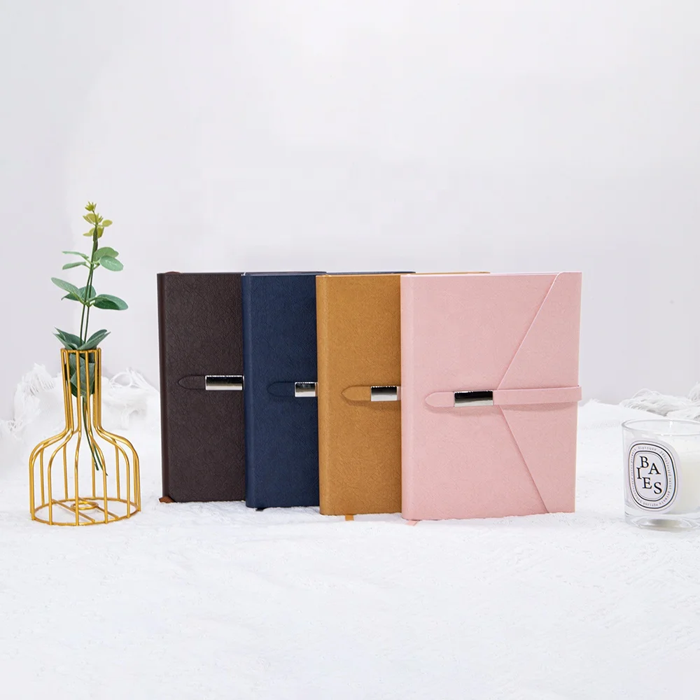2024 Custom Textured PU Leather Tri- Folder Notebooks with Magnetic Hasp Closure
