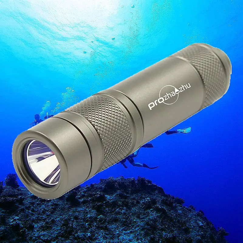 Mini LED Diving Flashlight Rotary ON/OFF IP68 underwater Rechargeable 18650 Scuba Torch Flashlights