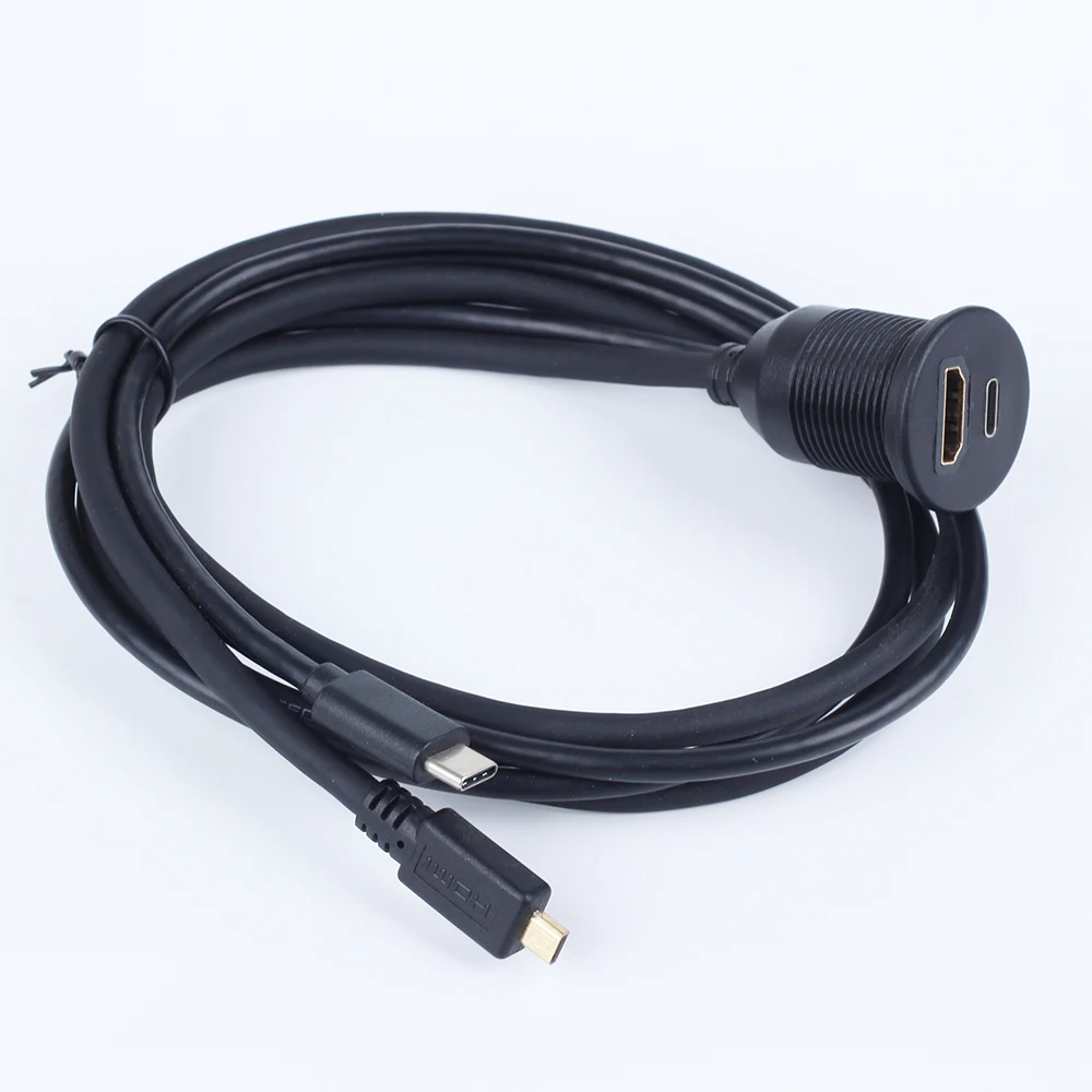 Automotive Audio Video Cables Car Flush mount USB C Male to Female HDMl D type Male to A type Female for Car Truck Marine