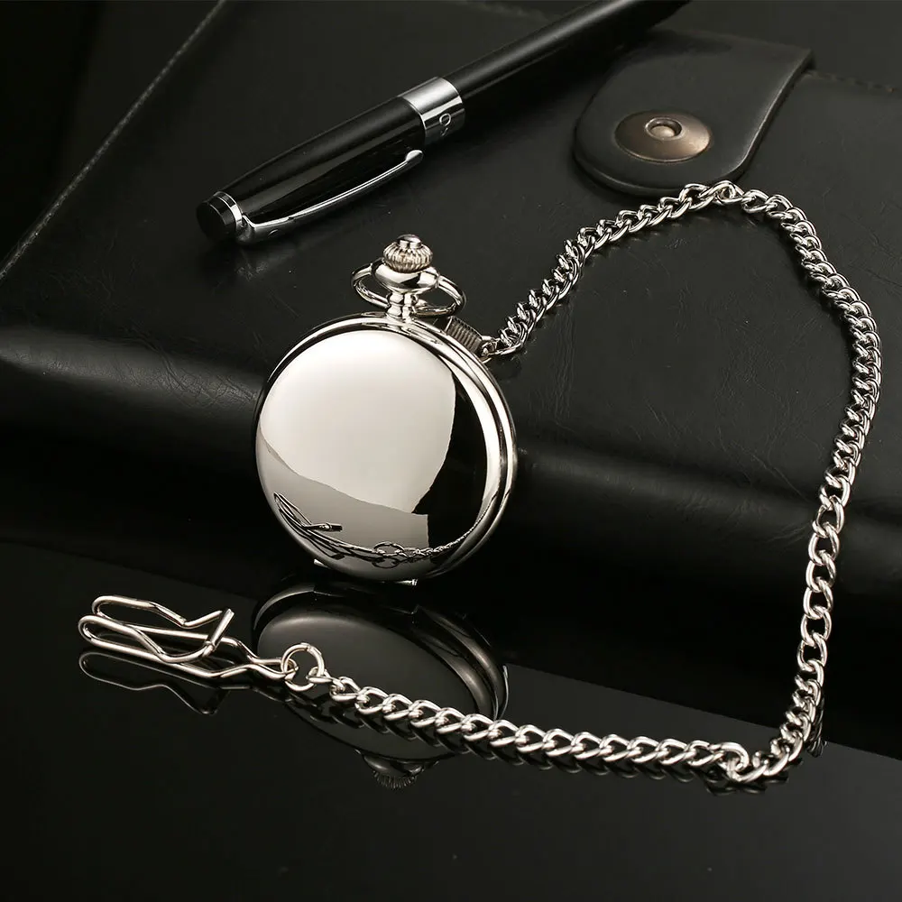 Black skeleton pocket watch quartz watch for groomsman wedding gift pocket watch