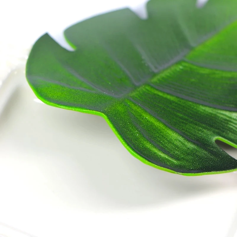 Tropical Artificial Palm Leaves Mat EVA Coasters Cup Bowl Pad Mat Coffee Tea Cup Drink Coaster for Hawaii Theme Party Decor