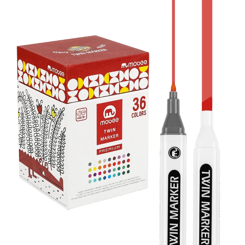 Hot Sell P-1651 36colors  dual tip twin marker pen set factory price art alcohol based double headed marker twin marker