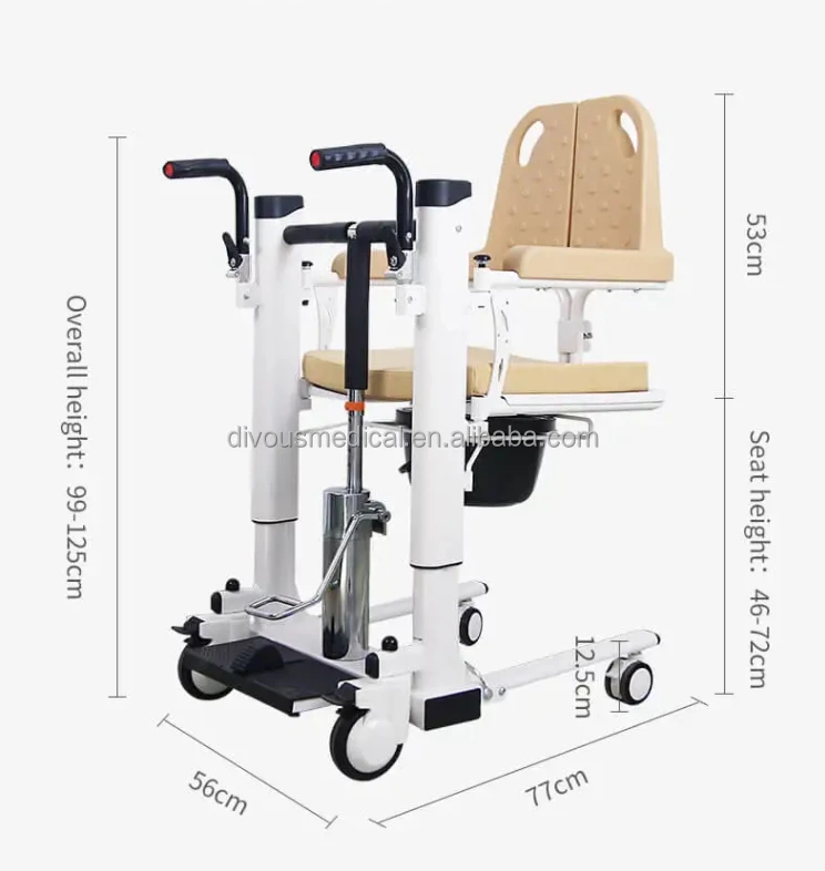 Hot Sale Hydraulic Patient Transfer Lift Commode Wheelchair With Toilet Transfer Bath Chair For Elderly