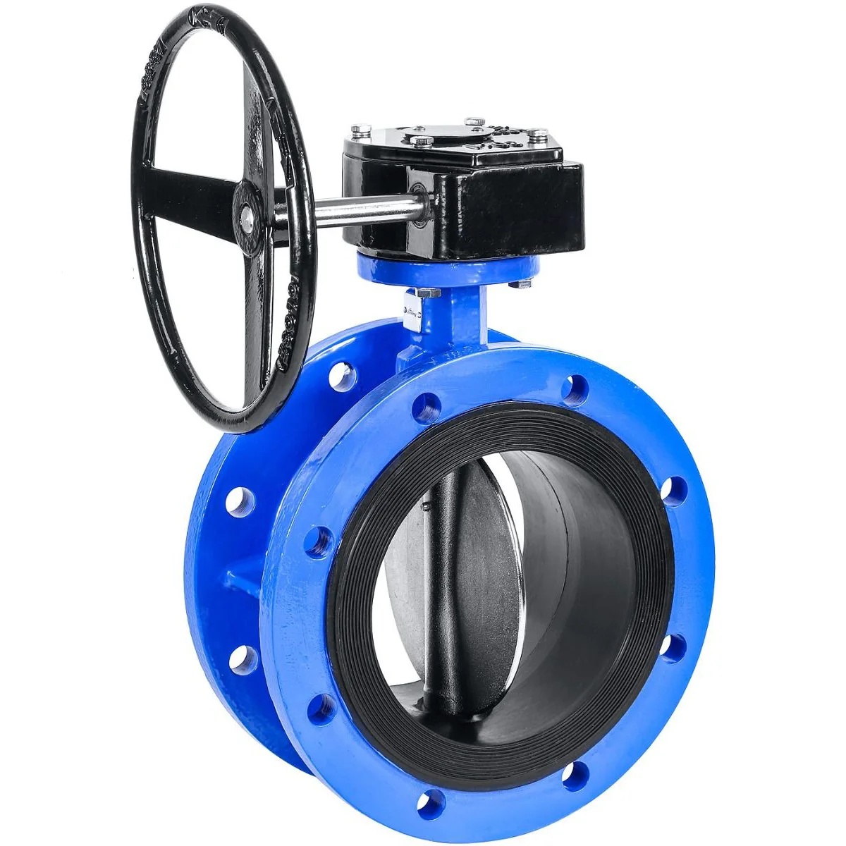 DN150 Ductile Cast Iron Worm Gearbox Handle Operated Double Flange Butterfly Valve