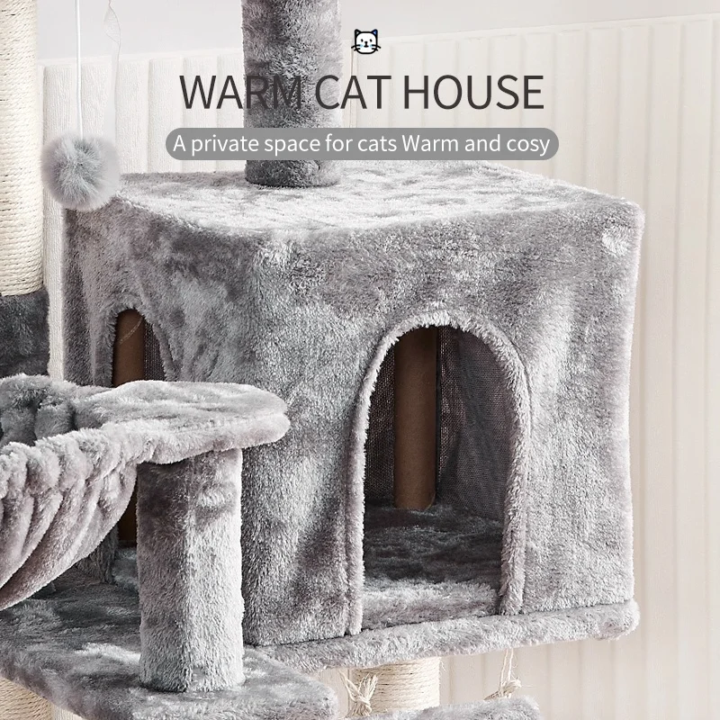 Wholesale have pet toys hemp grinding claws with bed resting bowl cat tree scratcher sisal cat castle