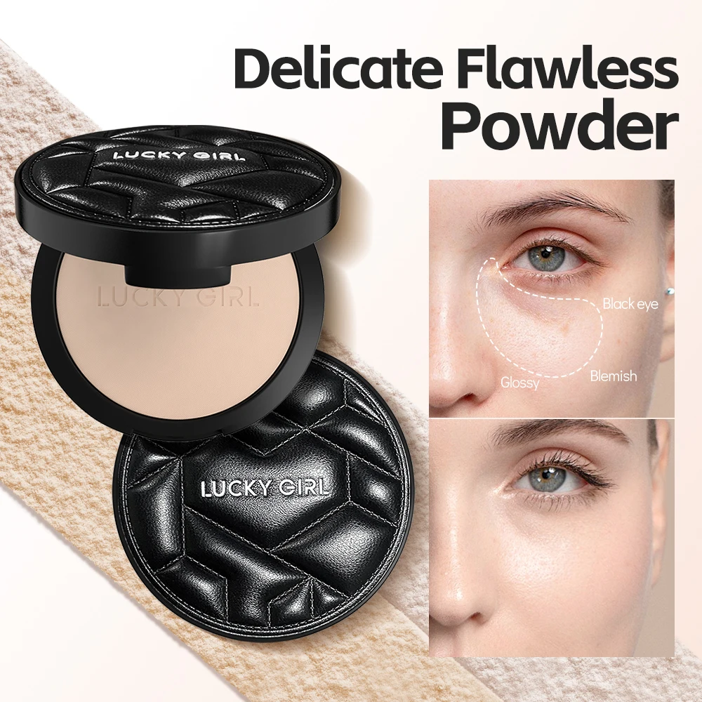 Lucky Girl Wholesale Pressed Powder Waterproof Oil Control Face Makeup Powder 10g 2 Color High Quality Light Luxury Face Powder