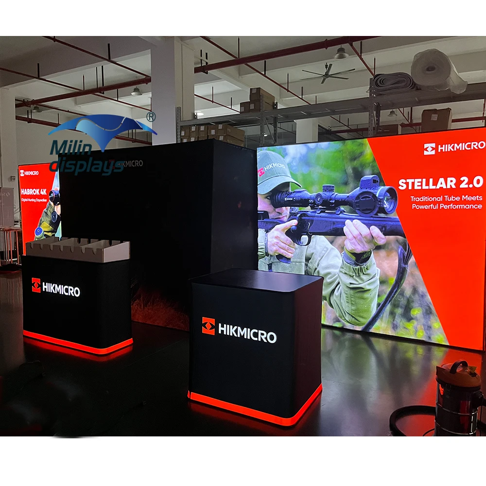 Portable Aluminum Frame Display Counter Advertising LED Light Box Tension Fabric Trade Show Displays Stand