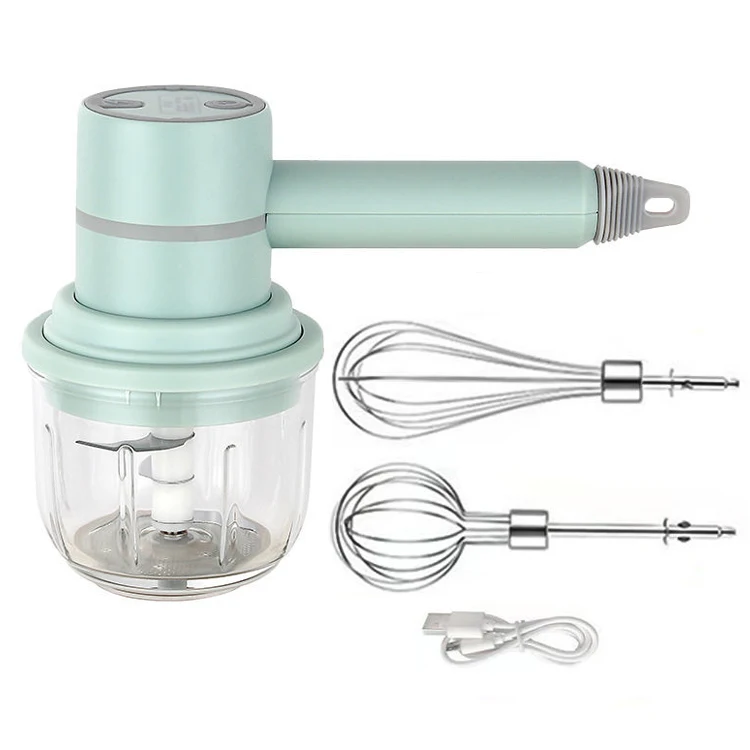 Silicone Steel Milk Hand Held Reusable Silicone Egg Whisks Household Appliance Electric 3 In1 Wireless Egg Beater For Kitchen