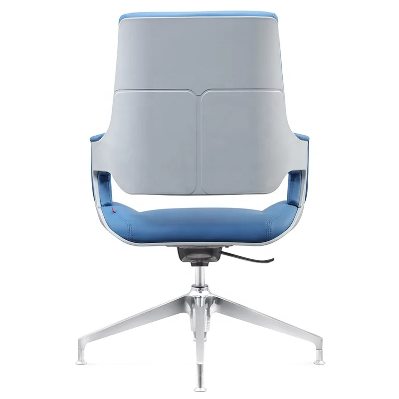 2021 hot sale comfortable adjustable high blue leather with four legged bar plate office chair