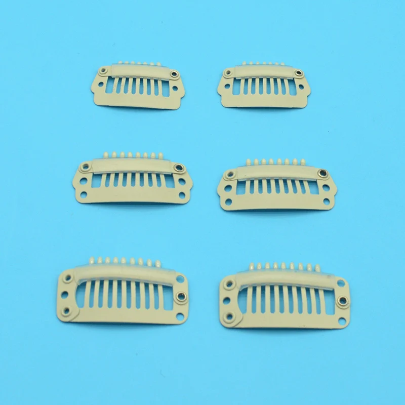 2.3cm 2.8cm 3.2cm Beige Stainless Steel Extension Hair Clip Teethed Metal Snap Hairpins for Attach Wigs DIY Pet Hair Accessories