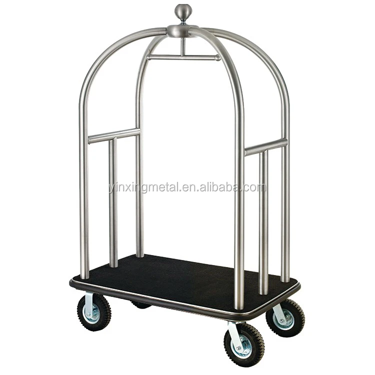 
High Quality Birdcage Hand Trolley Luggage Carts Lobby Vintage Luggage Cart with wheels for Hotel 