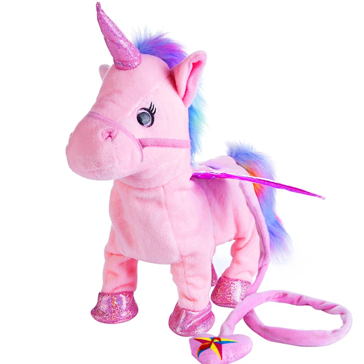 
Wholesale Soft Big Singing And Walking Unicorn Stuffed Plush Electric Toy With Rope 