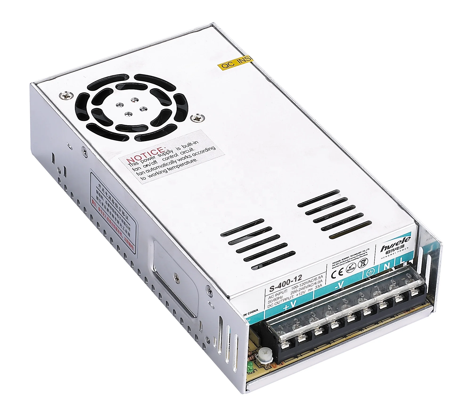 Одобренный CE ROHS PSE, закрытый CV типа S-400W-24 400W 24V 17A импульсный источник питания для светодиодного дисплея