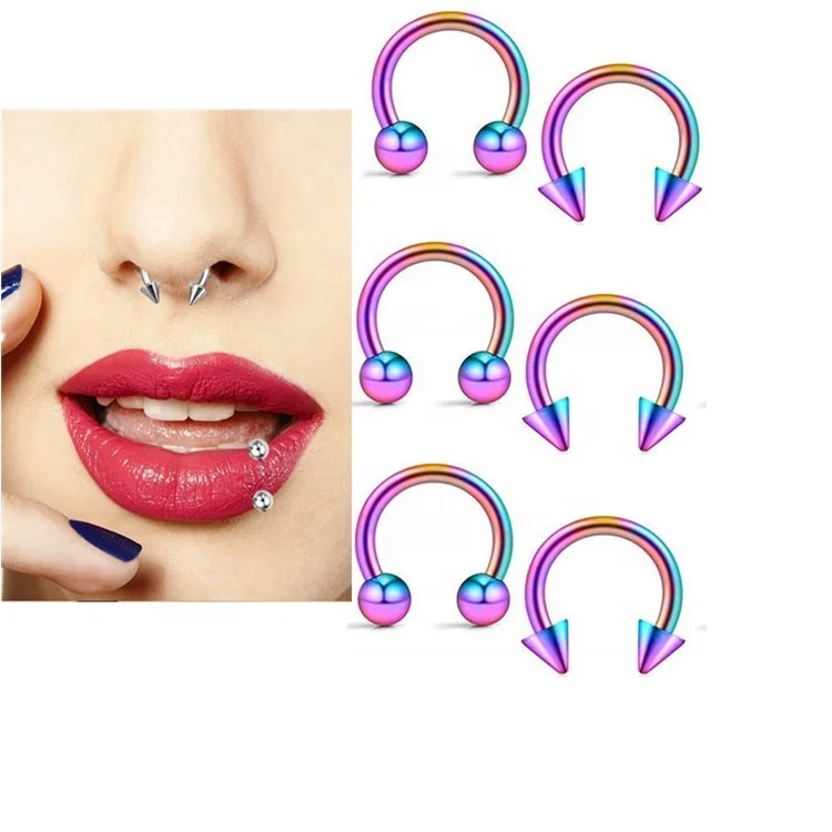  Pure titanium G23 nose stud ring earrings lip C shaped ear