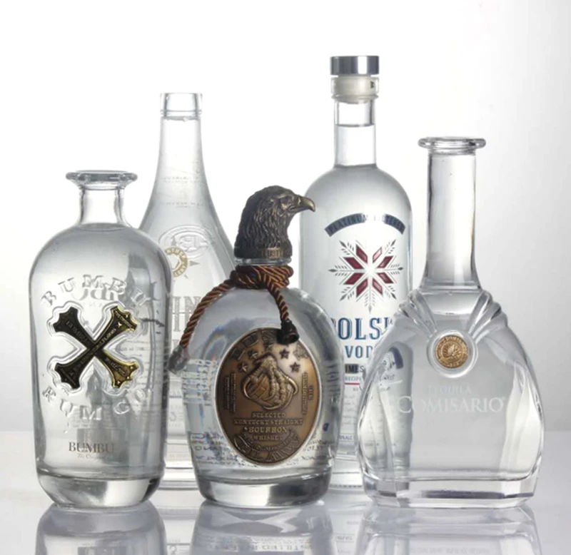 Best selling high flint  gin whisky vodka brandy liquor spirit tequila glass bottle with screw caps and corks