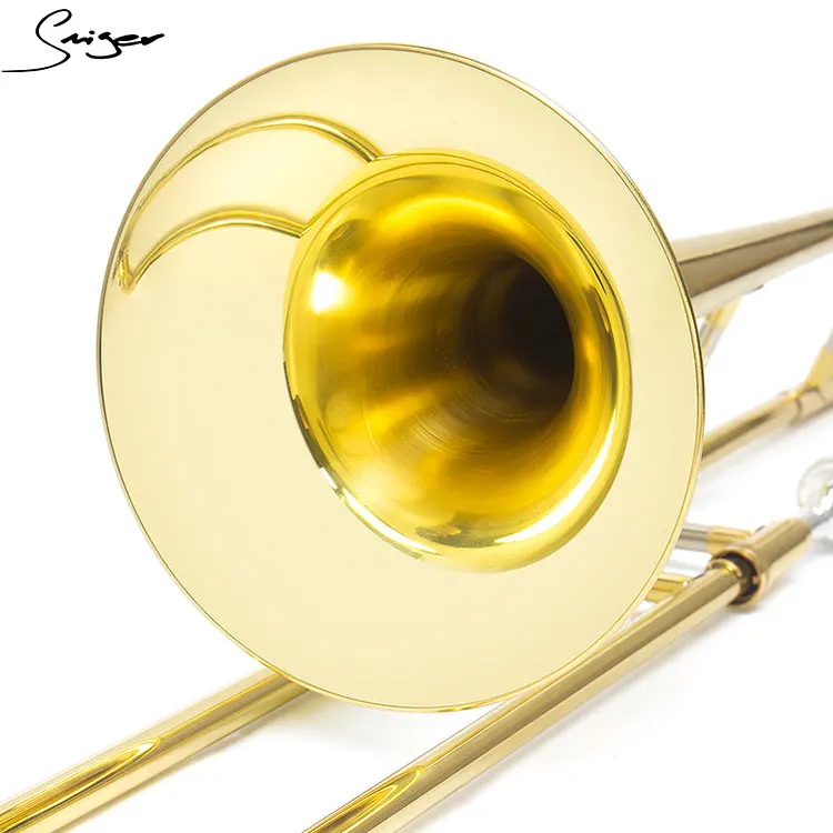 Wholase Trombone Bb with Case Accessories Gold Lacquer Tenor Alto Brass Wind Instrument Factory Price Straight Tubing Trombones