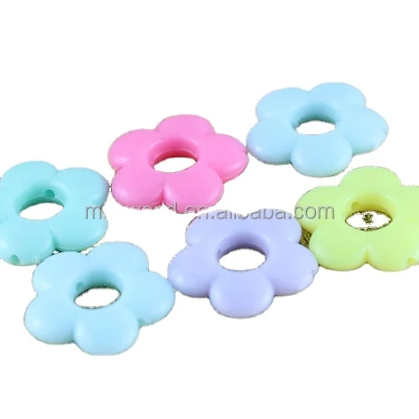 Wholesale cheap multi-colored acrylic flower beads for DIY
