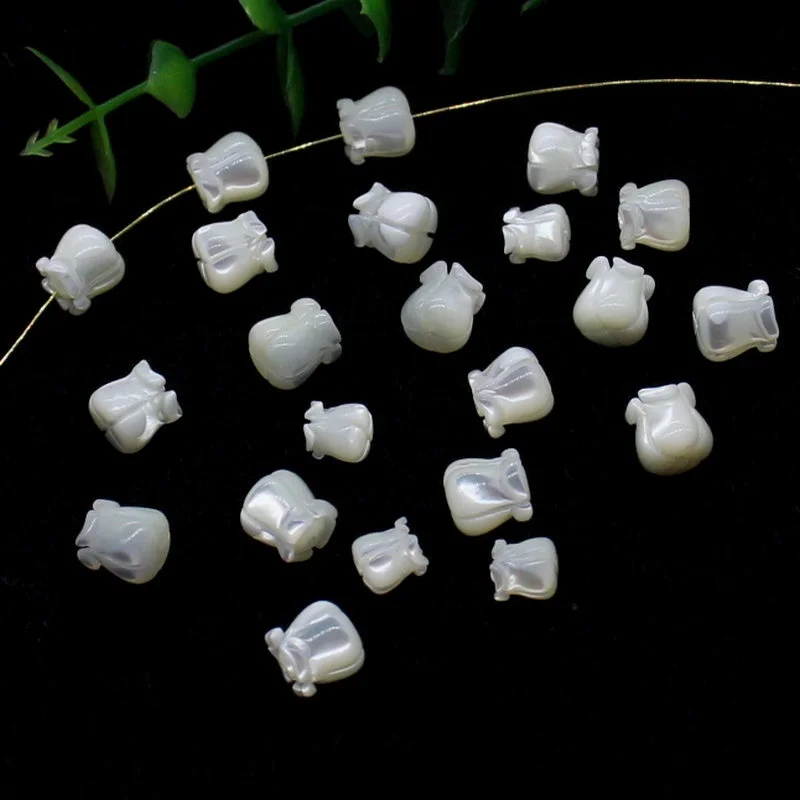 How sale natural shell crown flower beads 6mm 8mm hand carved mother of pearl bell flower for DIY Jewelry