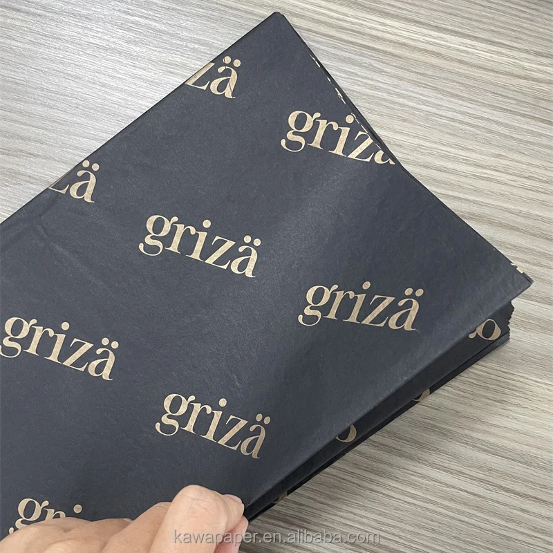 Custom Logo Luxury Packing Black Golden Gift Silk Wrapping Tissue Paper