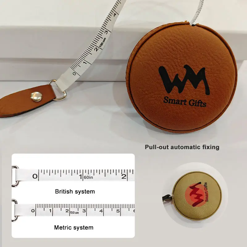 Hot Sale Design Laserable leatherette engraving logo key ring 3m cheap tailor measuring tapes