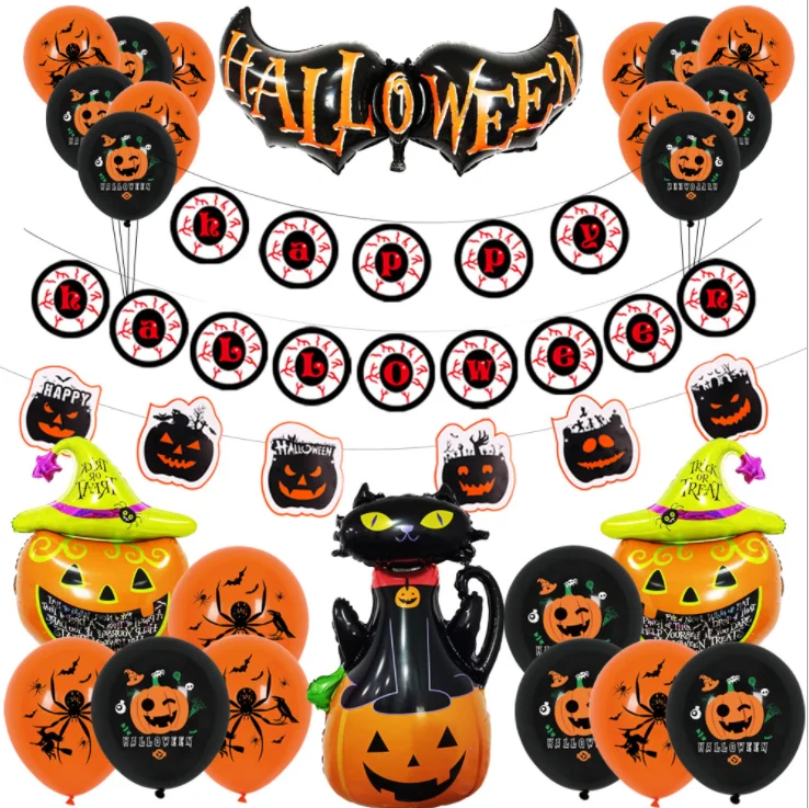 Happy Halloween Party Decorations Banners Pvc banner paper garland photo booth props balloon halloween Supplies party supplies