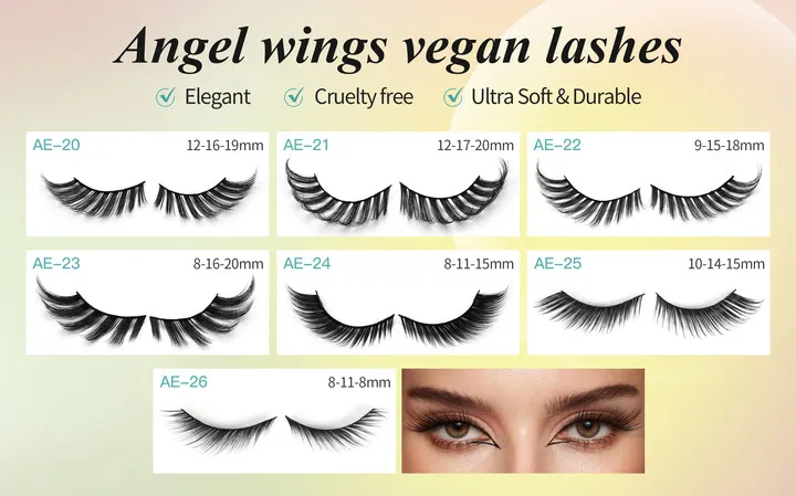 2024 new design foxy winged cat eye angel wing natural silk cateye full lash faux mink fox Fluffy eye lashes with private label
