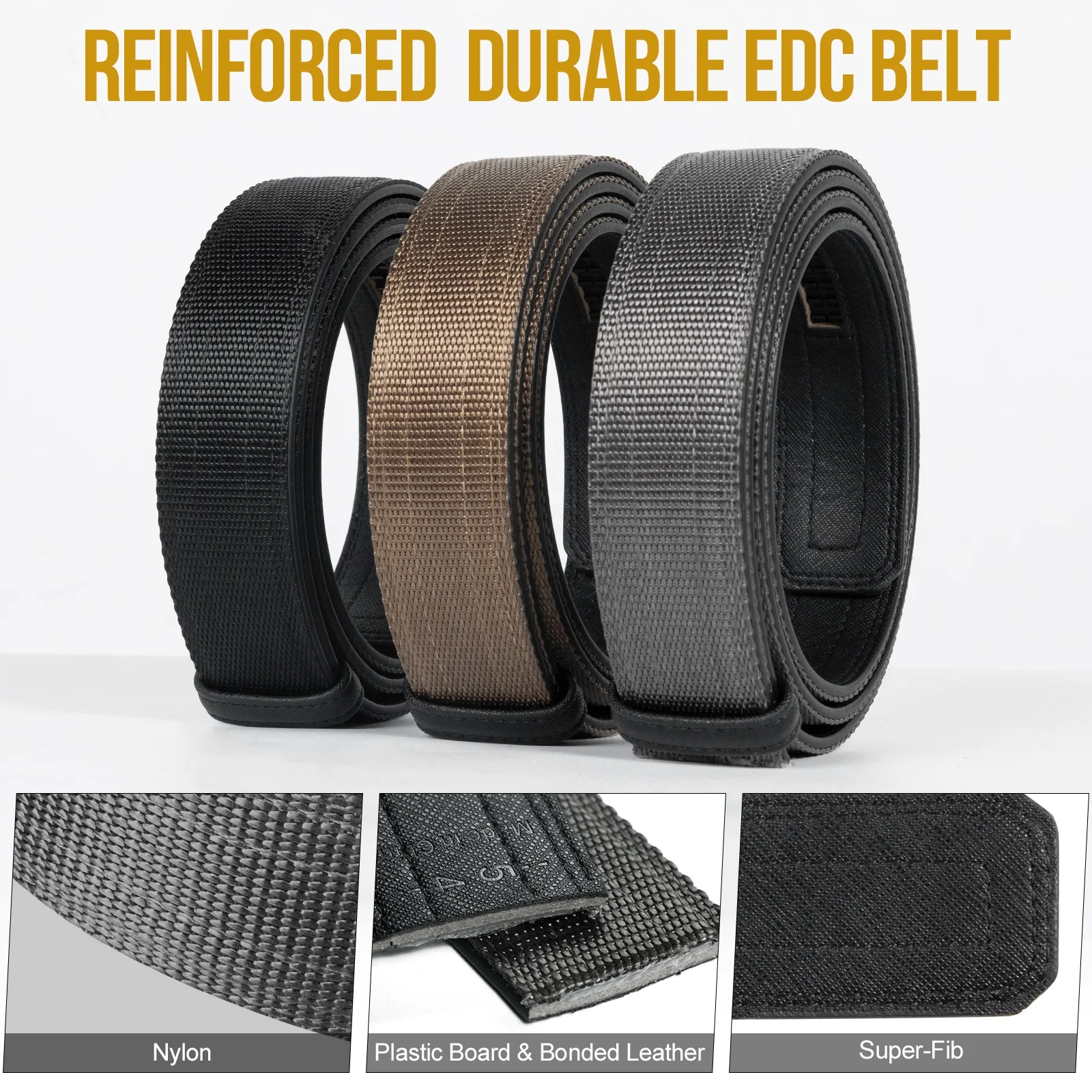 1TG Breathable Nylon Webbing with Metal Buckle Tactical Waist Belt Hunting Men Women Sports EDC Work Tactical Belt