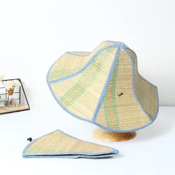 Summer Fishing Straw Hat Foldable Straw Sun Cap Visor Hat Fishing Fold Visor Fishing Farmer 6 Panel Straw hats
