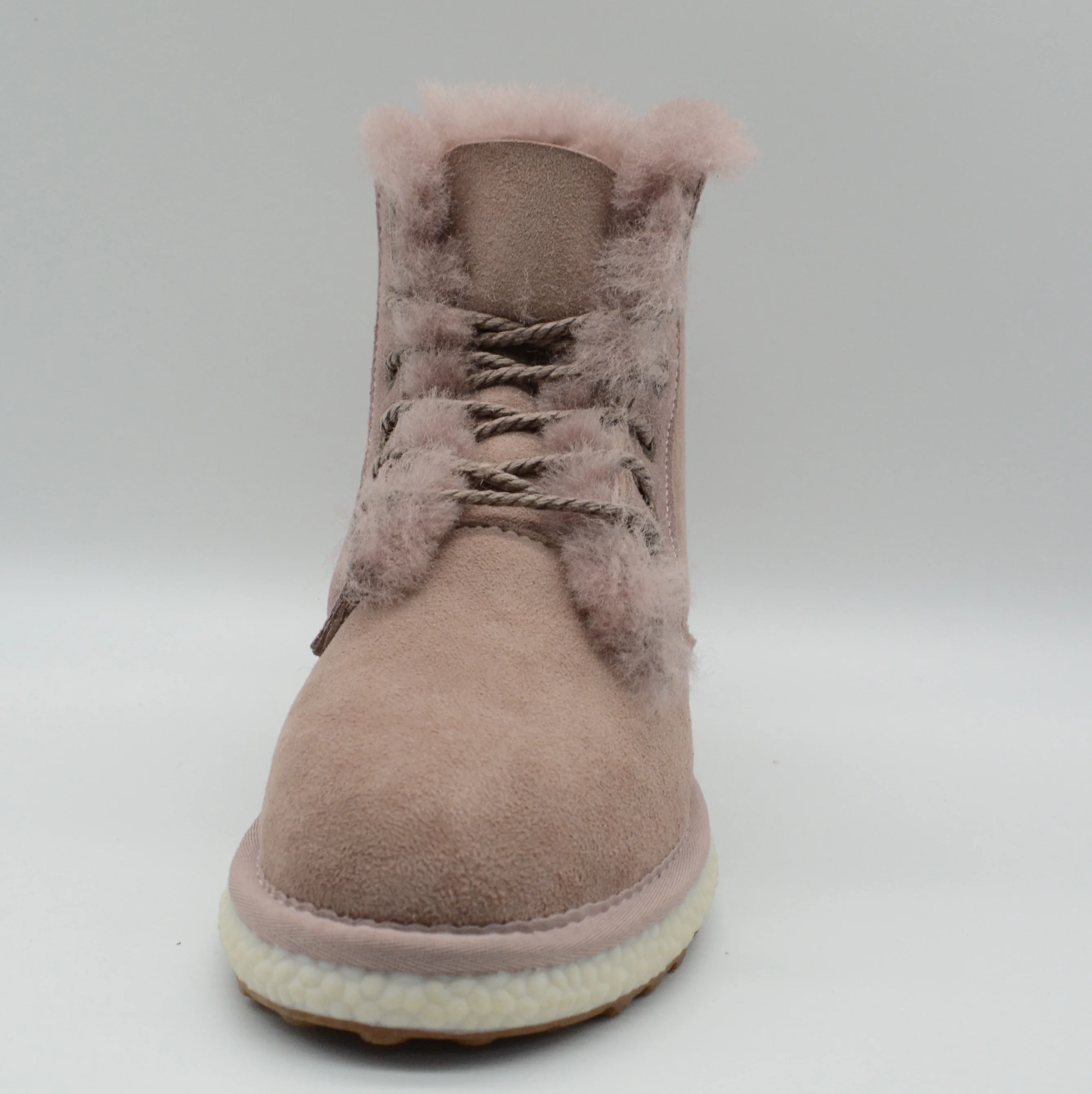 Best sale Cowsuede leather upper sheepskin wool lined women winter fur boot