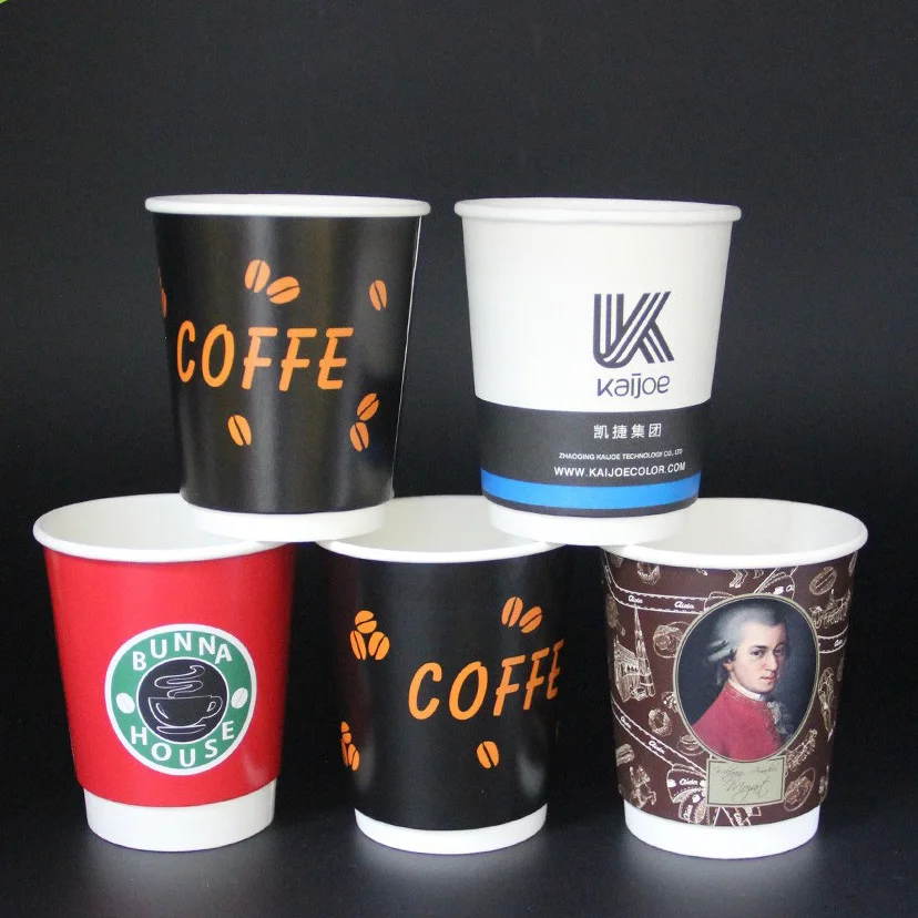 8Oz 12Oz 16Oz Customized Design Paper Cups Disposable Printed Double Wall Ripple