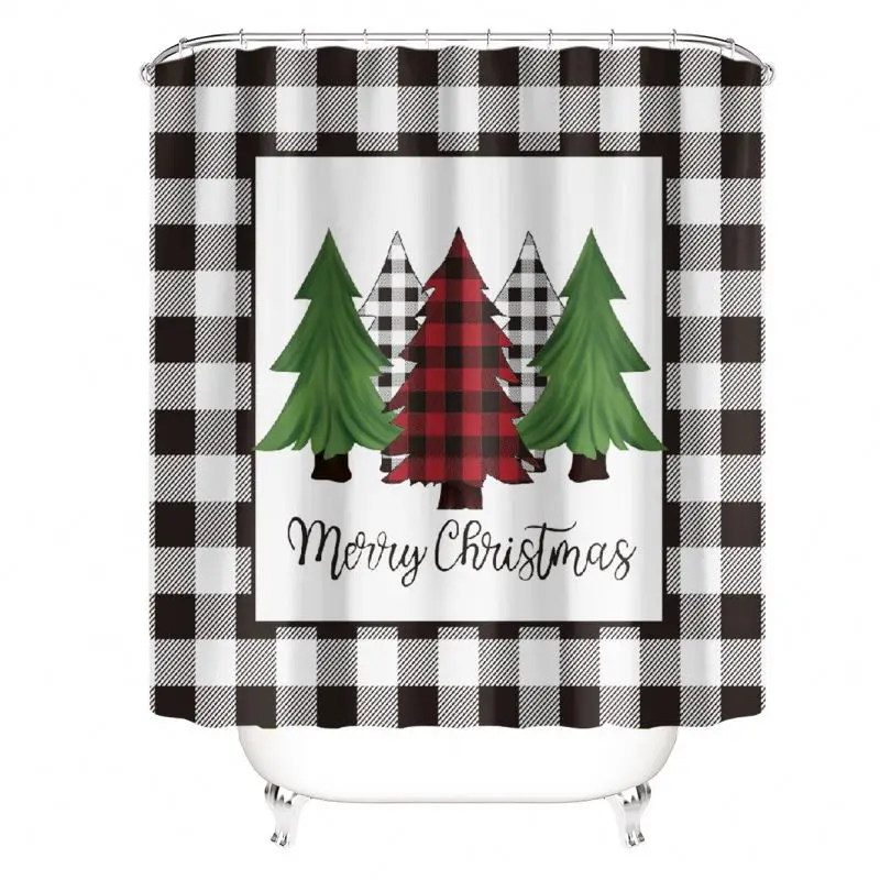 Wholesale Shower Curtains Set Designers Custom Hotel Modern Printed Hookless Bathroom Waterproof Christmas Space Shower Curtains