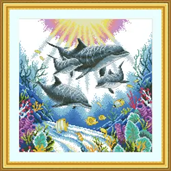 2022 Top Quality Needlework printed cross stitch colorful Europe scenery cross stitch kits