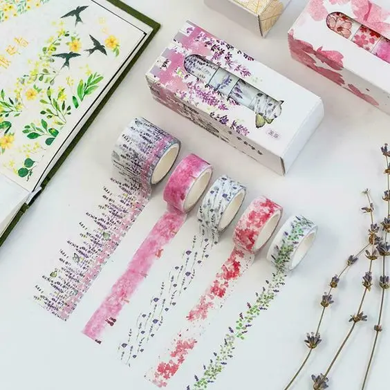 CMYK Christmas Washi Tape Sticker Rolls Single Sided Silicone Adhesive Wholesale Paper Packing Tape for DIY Masking Manufacturer