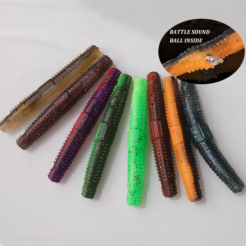 8pcs/bag Bass sound rattle bead Senko Worm shad Fishing Lure TPR material artificial soft worm bait lure