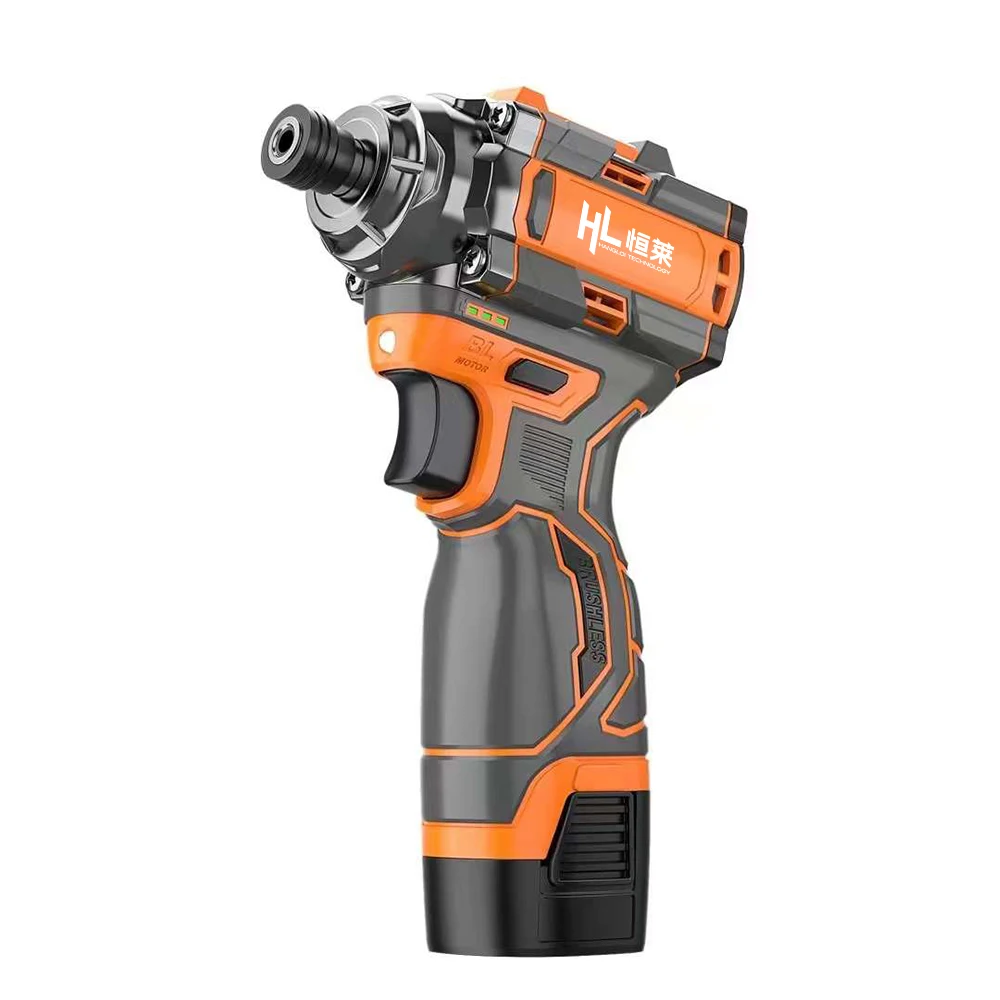 HENGLAI Wireless Brushless Screwdriver 1/2 Cordless Impact Driver Rechargeable Battery Screw Driver Electric Power